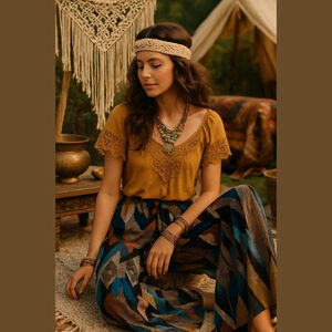 SololaFe wide leg pants Palazzo Pants Multi-color Size L